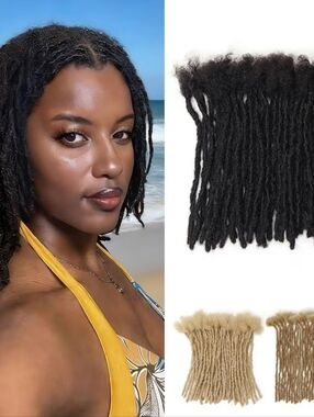 Interlocking Loc Extensions 100% Human Hair Dreads .6cm Width 1B 20 Strands 8"